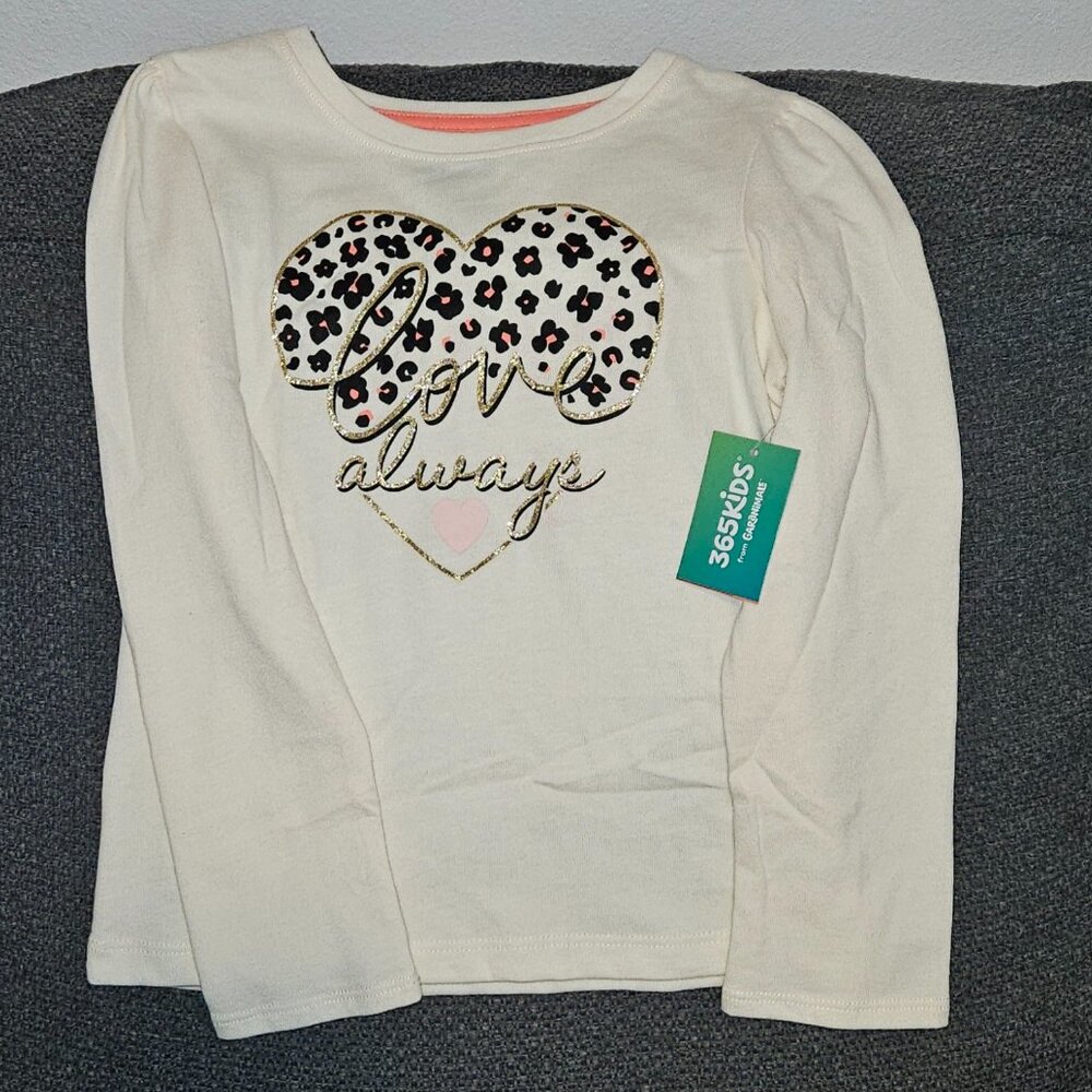 365 Kids From Garanimals, Girls Graphic Tee with Long Sleeves. Size 5